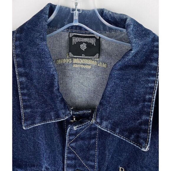 Rocawear Denim  Dungaree Jacket Men's Sz XL Y2K Vintage Great Preowned Condition - Picture 4 of 16